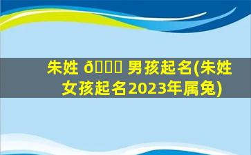 朱姓 🐕 男孩起名(朱姓女孩起名2023年属兔)